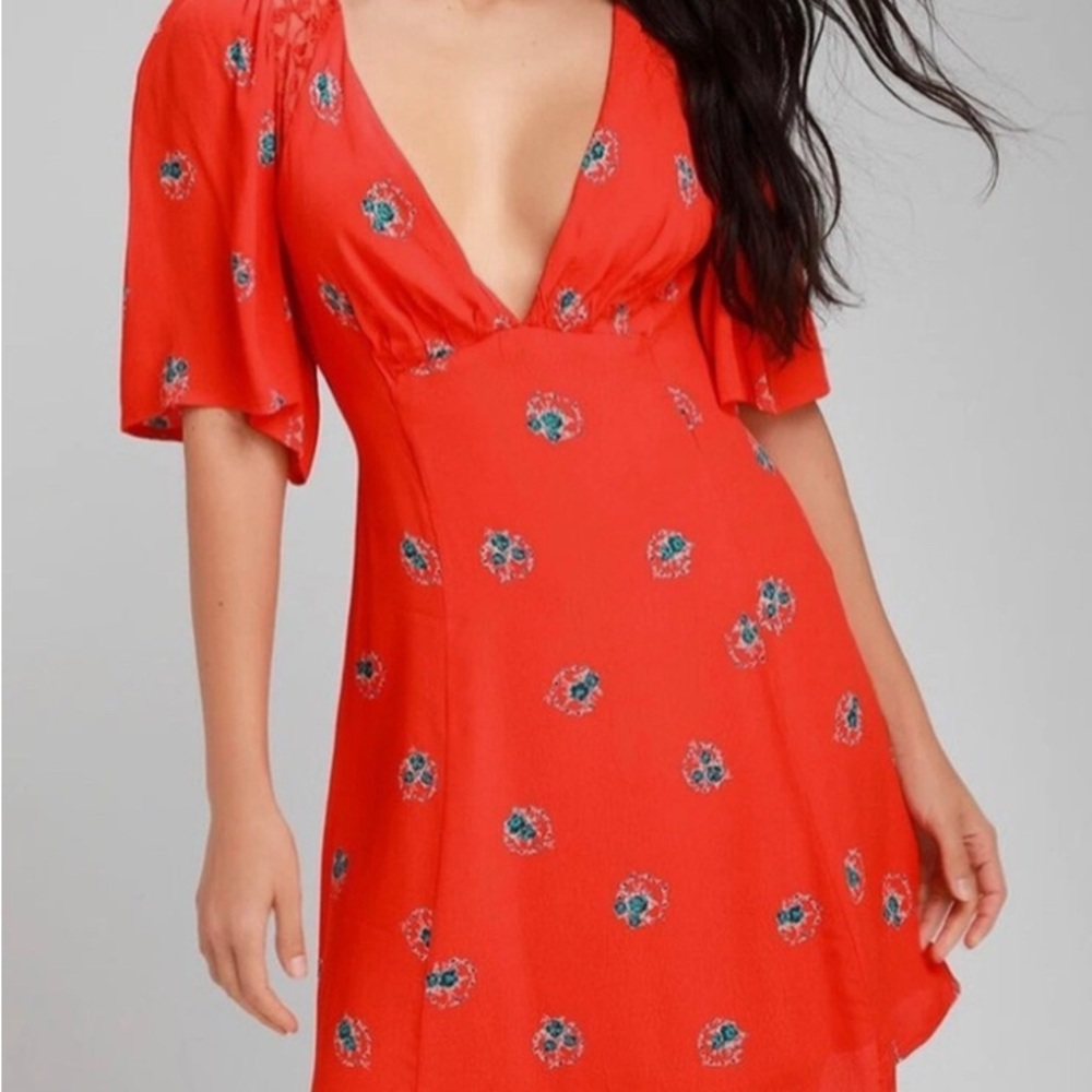 Elegant Red Floral Dress